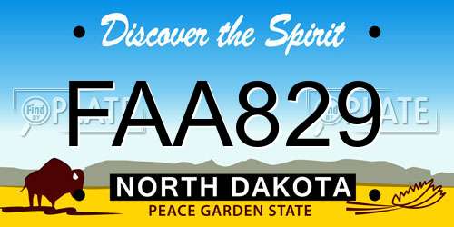 FAA829 North Dakota License Plate