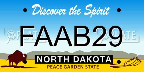 FAAB29 North Dakota License Plate