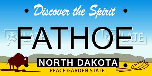 FATHOE North Dakota License Plate
