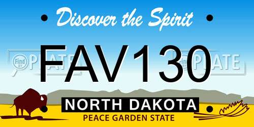 FAV130 North Dakota License Plate