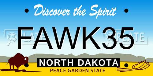 FAWK35 North Dakota License Plate