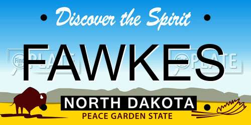 FAWKES North Dakota License Plate