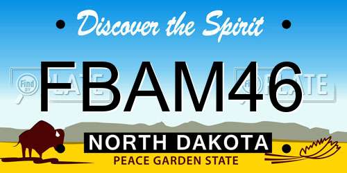 FBAM46 North Dakota License Plate