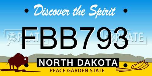 FBB793 North Dakota License Plate