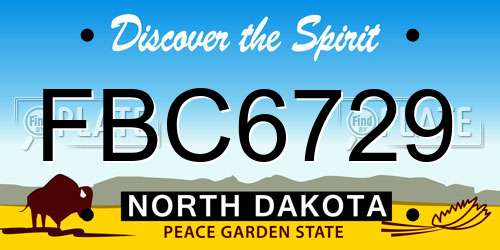 FBC6729 North Dakota License Plate