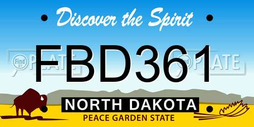 FBD361 North Dakota License Plate