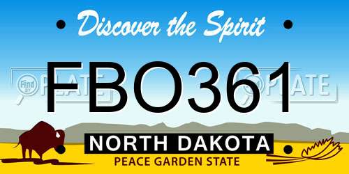 FBO361 North Dakota License Plate