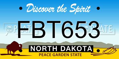 FBT653 North Dakota License Plate