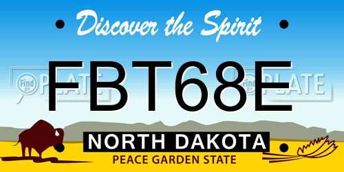 FBT68E North Dakota License Plate