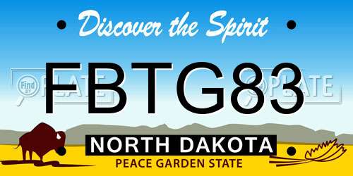 FBTG83 North Dakota License Plate
