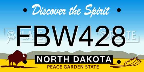 FBW428 North Dakota License Plate