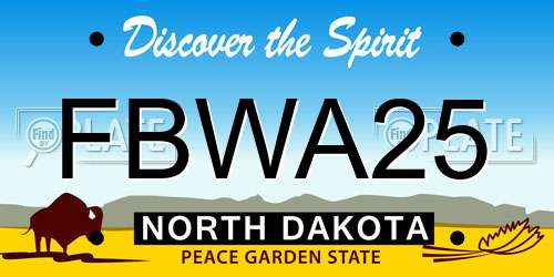 FBWA25 North Dakota License Plate