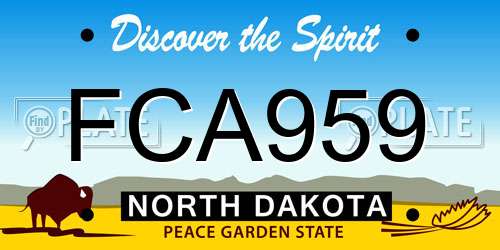 FCA959 North Dakota License Plate