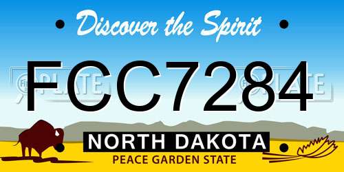 FCC7284 North Dakota License Plate