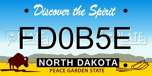 FD0B5E North Dakota License Plate