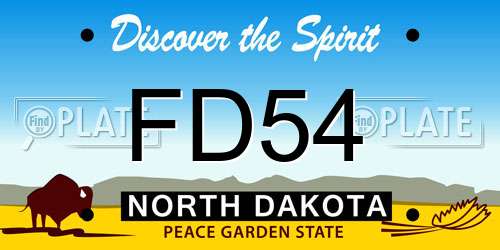 FD54 North Dakota License Plate