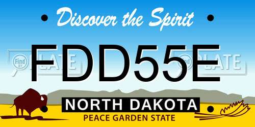 FDD55E North Dakota License Plate