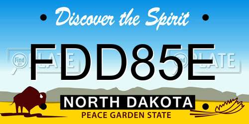 FDD85E North Dakota License Plate