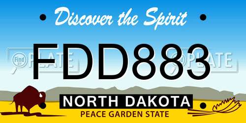 FDD883 North Dakota License Plate