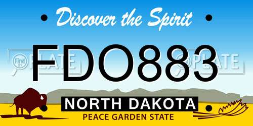 FDO883 North Dakota License Plate