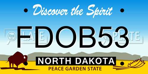 FDOB53 North Dakota License Plate