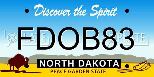 FDOB83 North Dakota License Plate