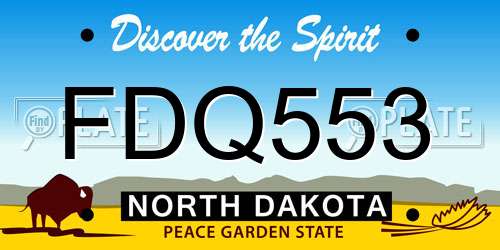 FDQ553 North Dakota License Plate