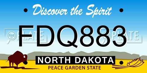 FDQ883 North Dakota License Plate