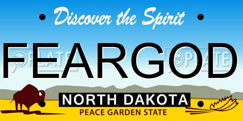 FEARGOD North Dakota License Plate