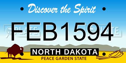 FEB1594 North Dakota License Plate