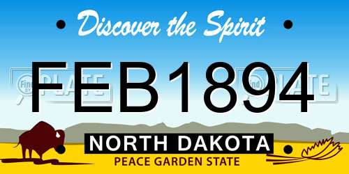 FEB1894 North Dakota License Plate