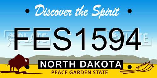 FES1594 North Dakota License Plate