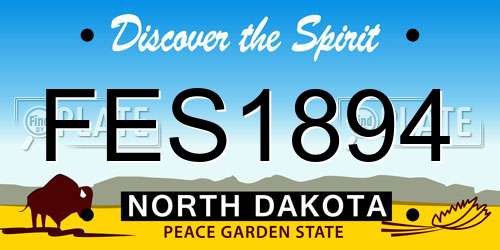 FES1894 North Dakota License Plate