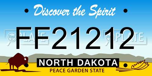 FF21212 North Dakota License Plate