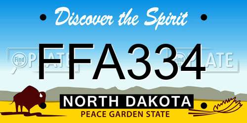 FFA334 North Dakota License Plate