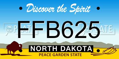 FFB625 North Dakota License Plate