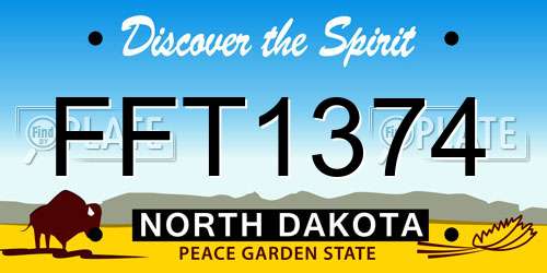 FFT1374 North Dakota License Plate