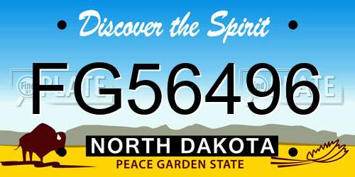 FG56496 North Dakota License Plate