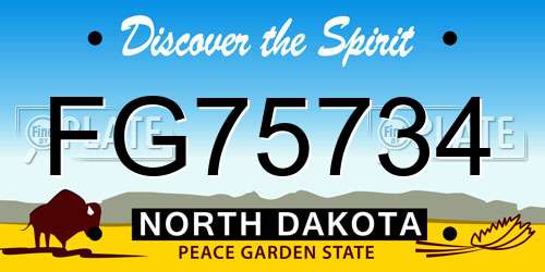 FG75734 North Dakota License Plate