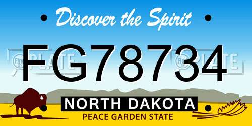 FG78734 North Dakota License Plate