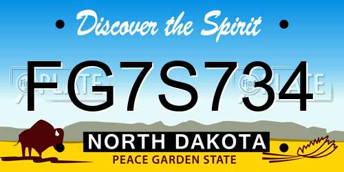 FG7S734 North Dakota License Plate