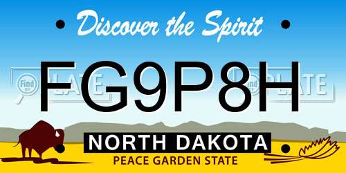 FG9P8H North Dakota License Plate