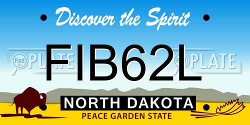 FIB62L North Dakota License Plate