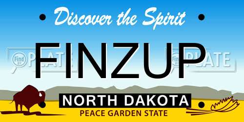 FINZUP North Dakota License Plate