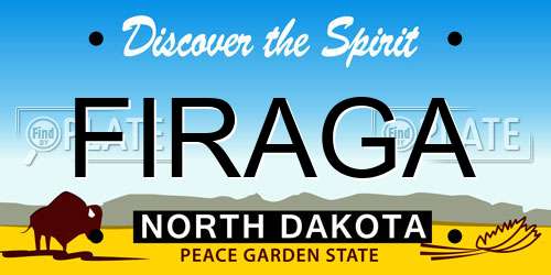 FIRAGA North Dakota License Plate