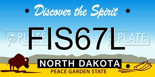 FIS67L North Dakota License Plate