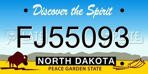 FJ55093 North Dakota License Plate
