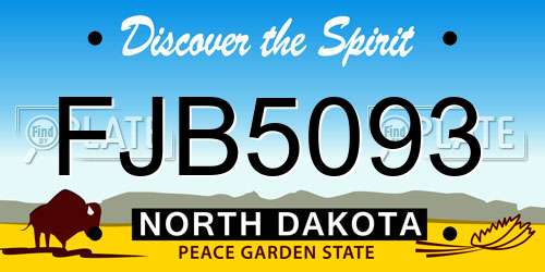 FJB5093 North Dakota License Plate