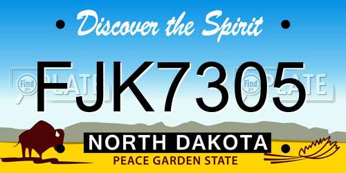 FJK7305 North Dakota License Plate