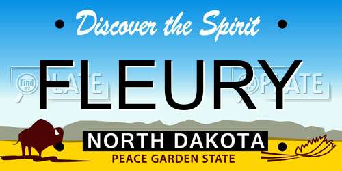 FLEURY North Dakota License Plate